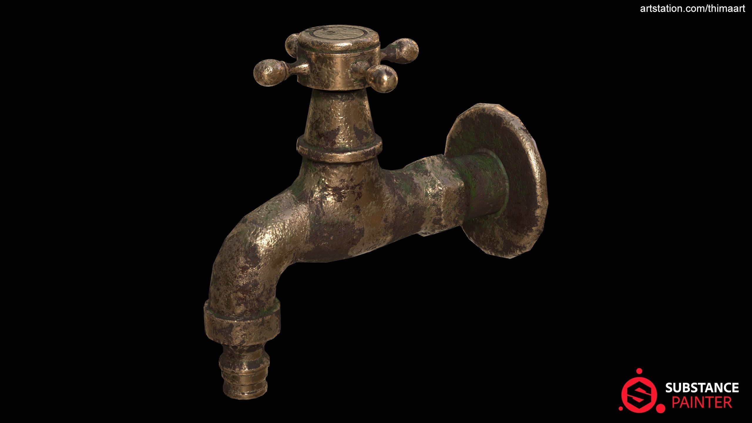 Golden Faucet 3D model_3