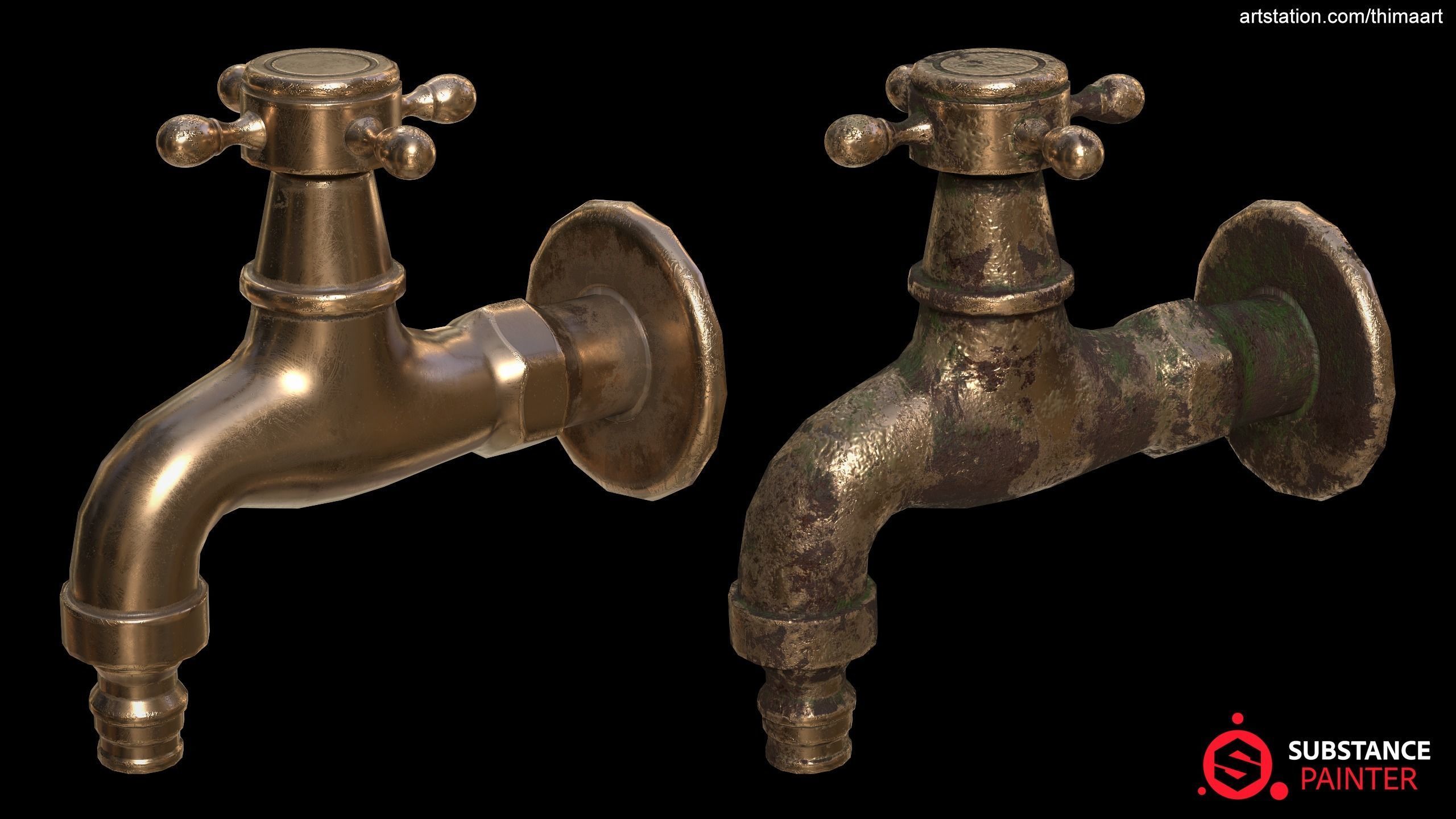 Golden Faucet 3D model_4