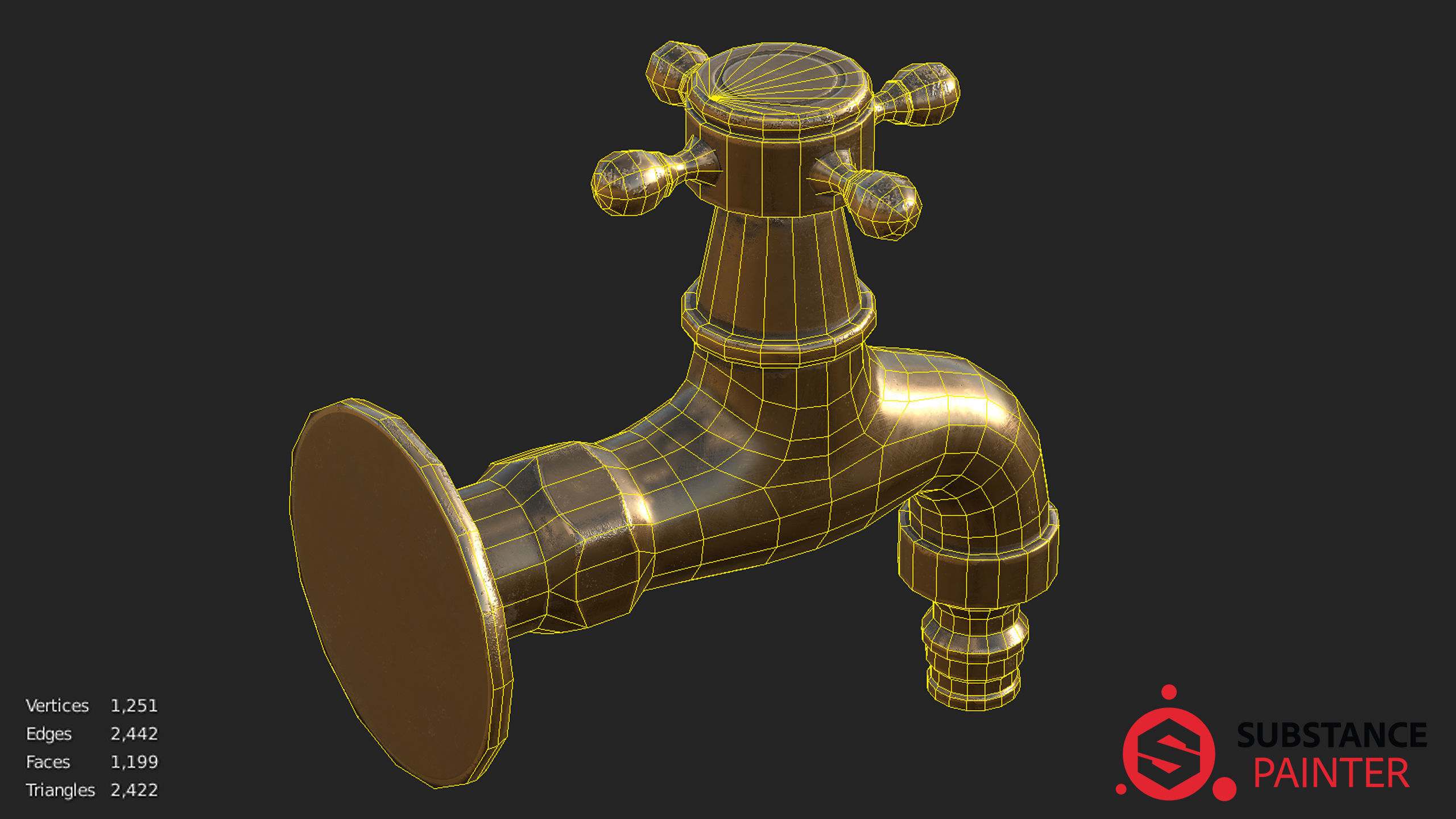 Golden Faucet 3D model_8