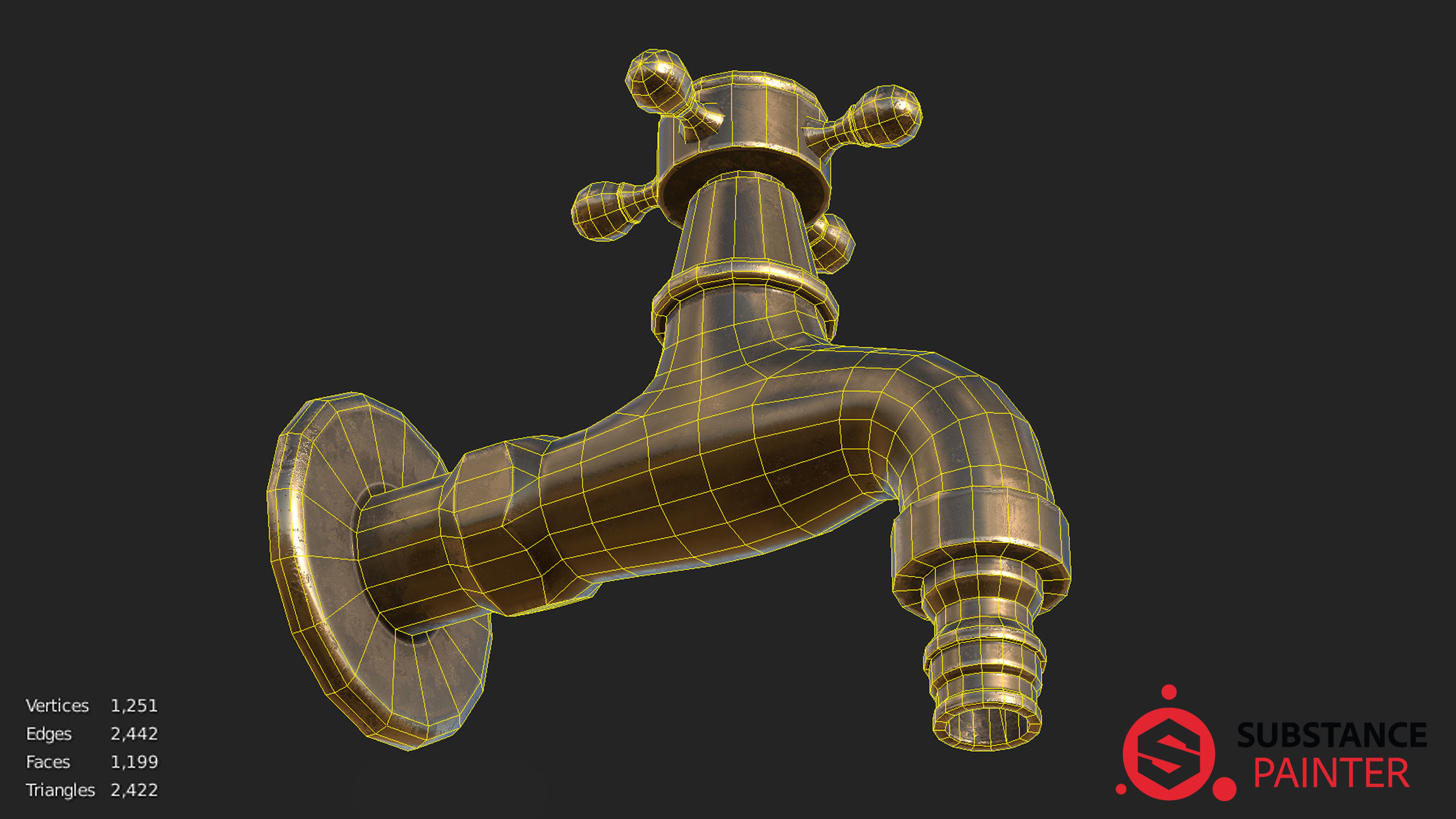 Golden Faucet 3D model_9