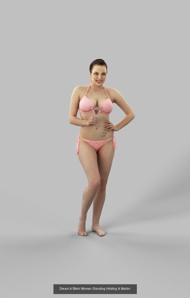 3d crowds and Dream Martini a midground voluptuous beach woman 3D Model Collection_1