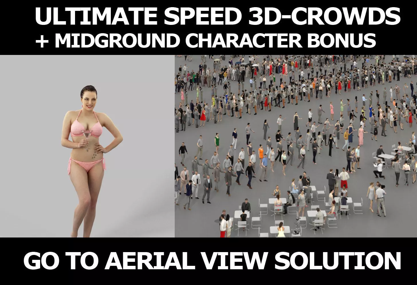 3d crowds and Dream Martini a midground voluptuous beach woman 3D Model Collection_0