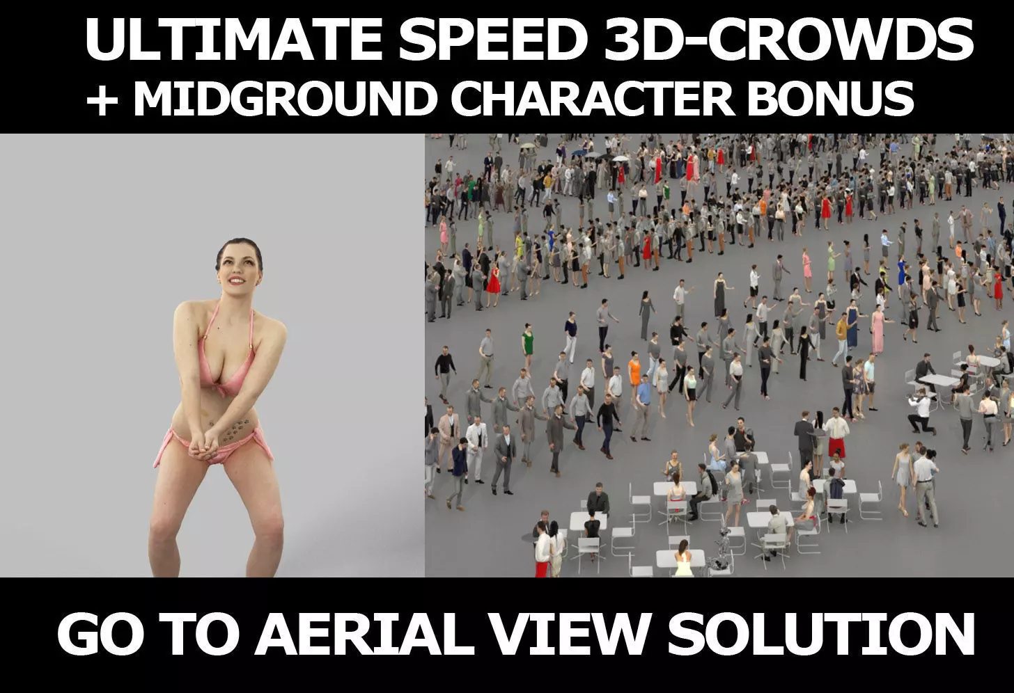 3d crowds and Dream midground volleyball beach woman 3D Model Collection_0