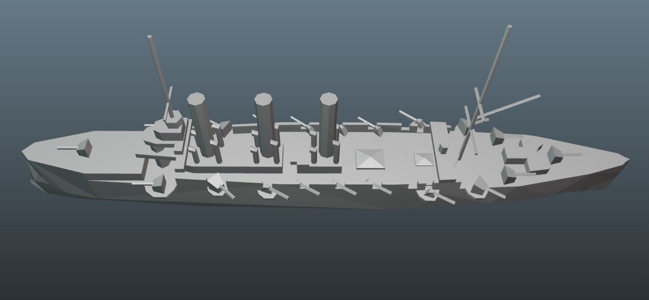 BattleShip ship Low-poly 3D model_16