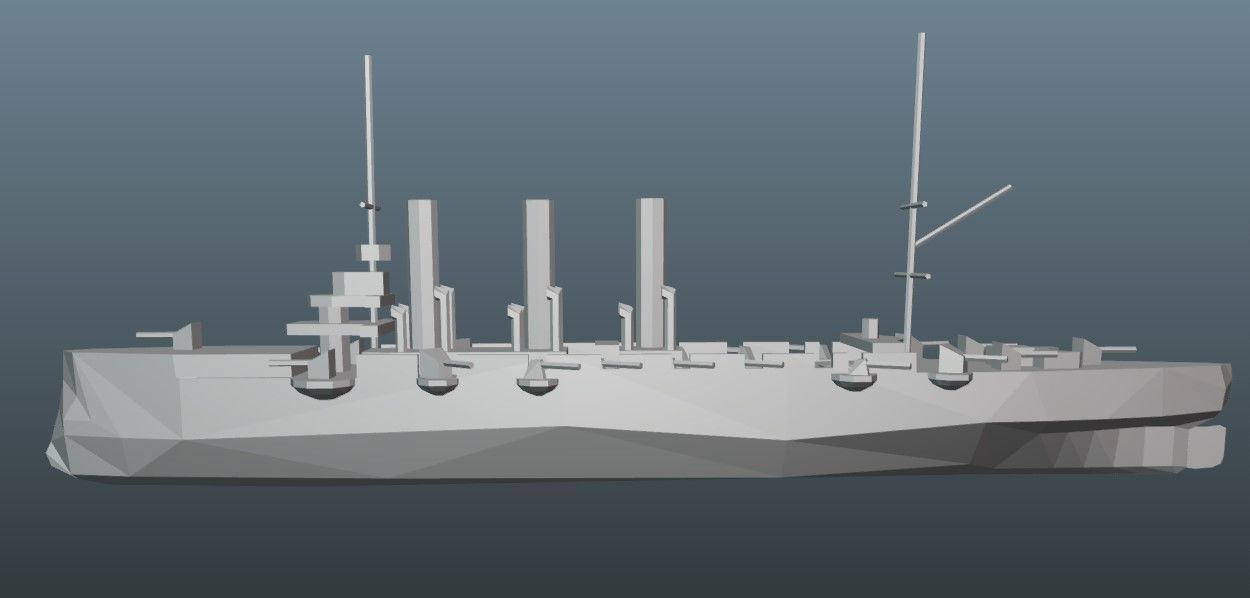BattleShip ship Low-poly 3D model_5