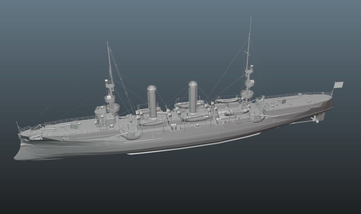 BattleShip Low-poly 3D model_4