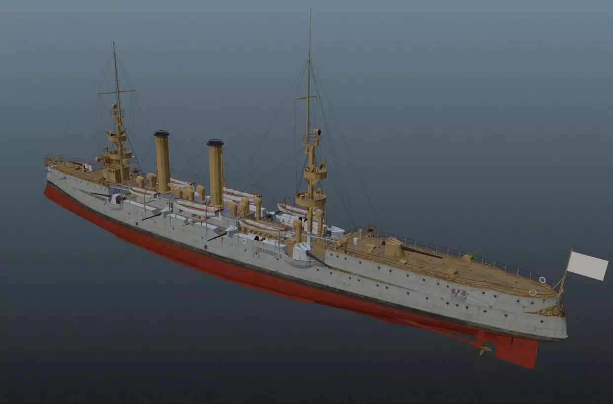 BattleShip Low-poly 3D model_0