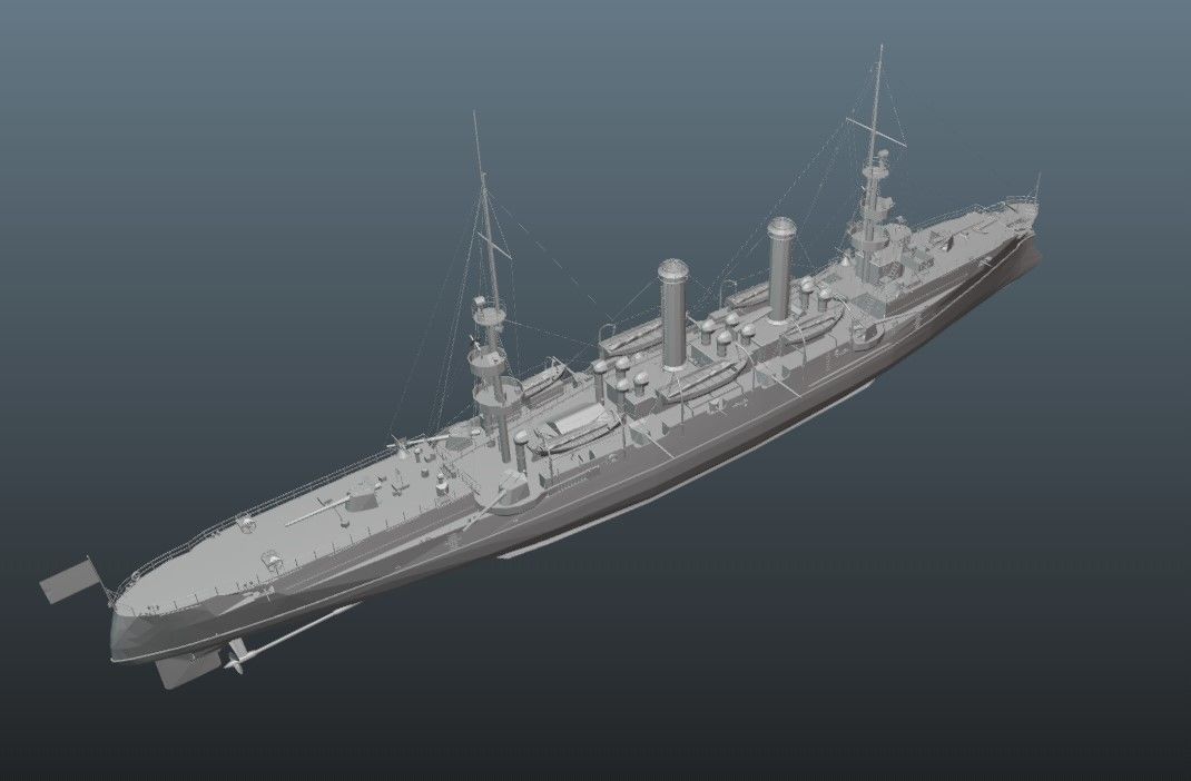 BattleShip Low-poly 3D model_16