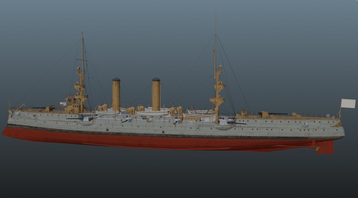 BattleShip Low-poly 3D model_1