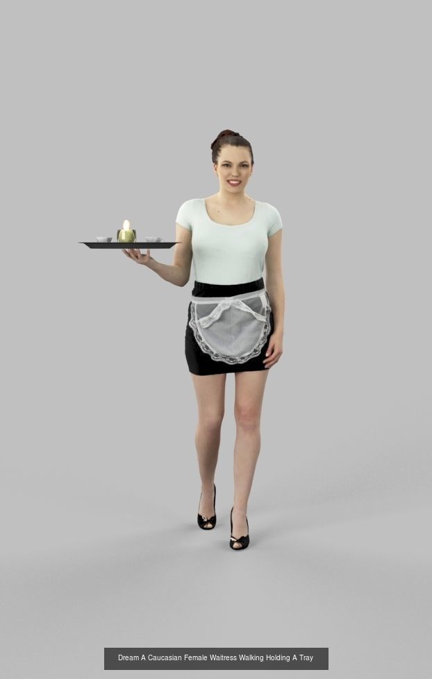 3d crowds and Dream a midground waitress walking 3D Model Collection_1