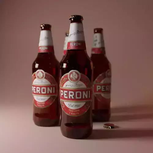  3D model of a bottle of beer Peroni 3D model