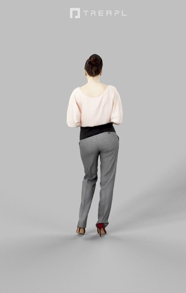 3d crowds and Dream in pants champagne midground elegant woman 3D Model Collection_16