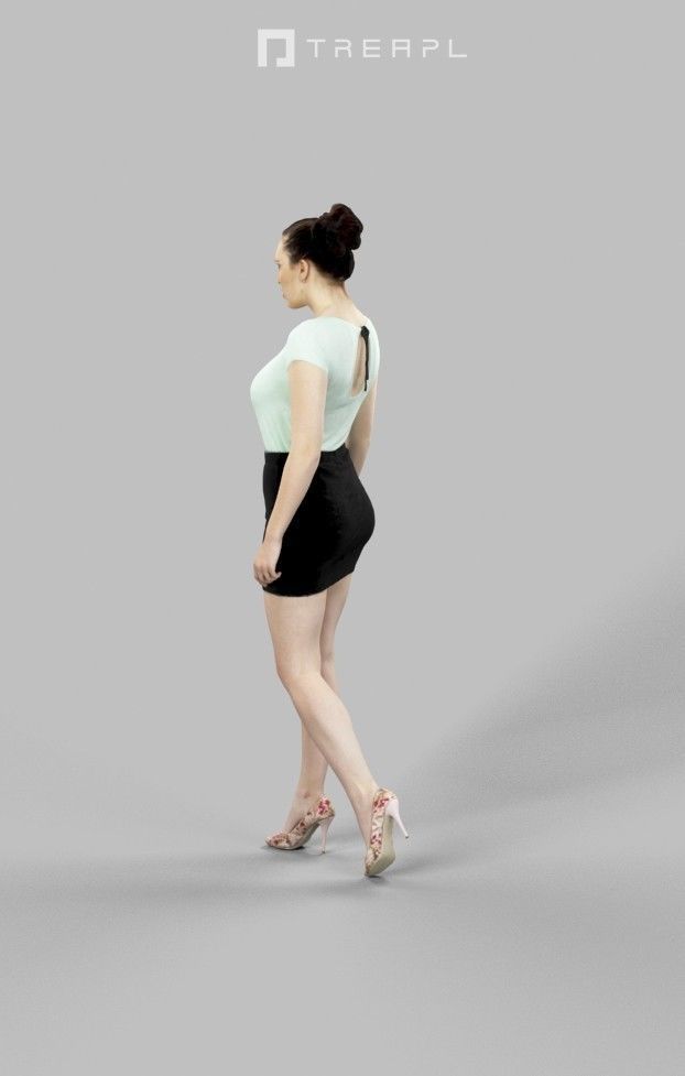 3d crowds and Dream a midground elegant walking woman  3D Model Collection_14
