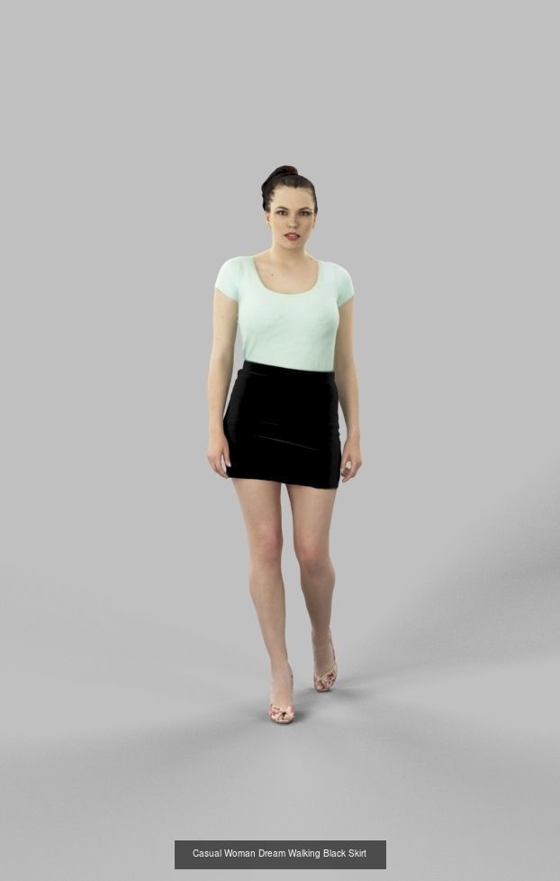 3d crowds and Dream a midground elegant walking woman  3D Model Collection_1