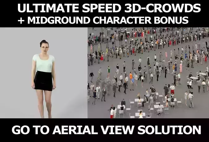 3d crowds and Dream a midground elegant walking woman  3D Model Collection