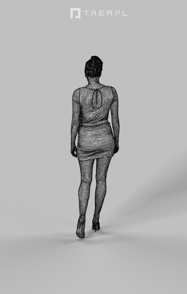 3d crowds and Dream a midground elegant walking woman  3D Model Collection_19