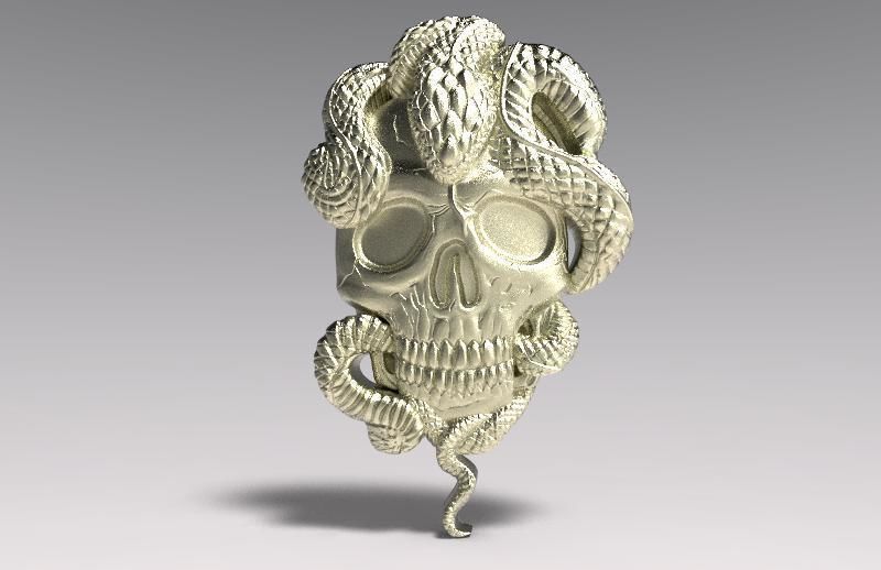 Snake skull pendant  3D print model_5