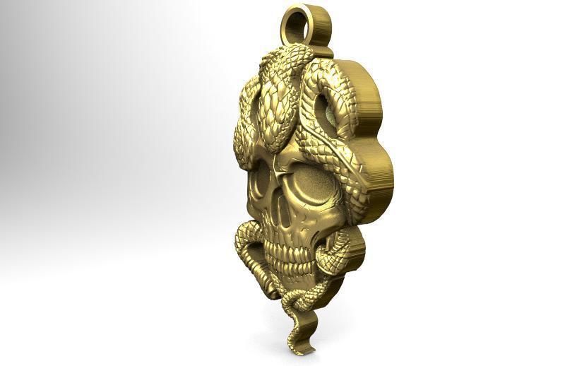 Snake skull pendant  3D print model_2
