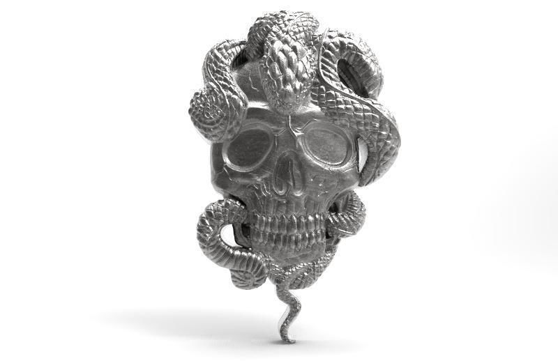 Snake skull pendant  3D print model_4