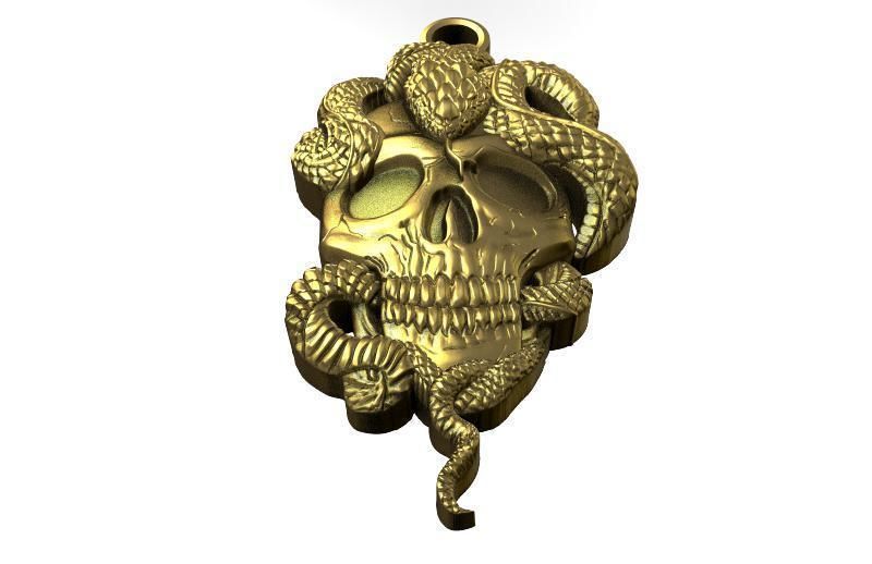 Snake skull pendant  3D print model_3