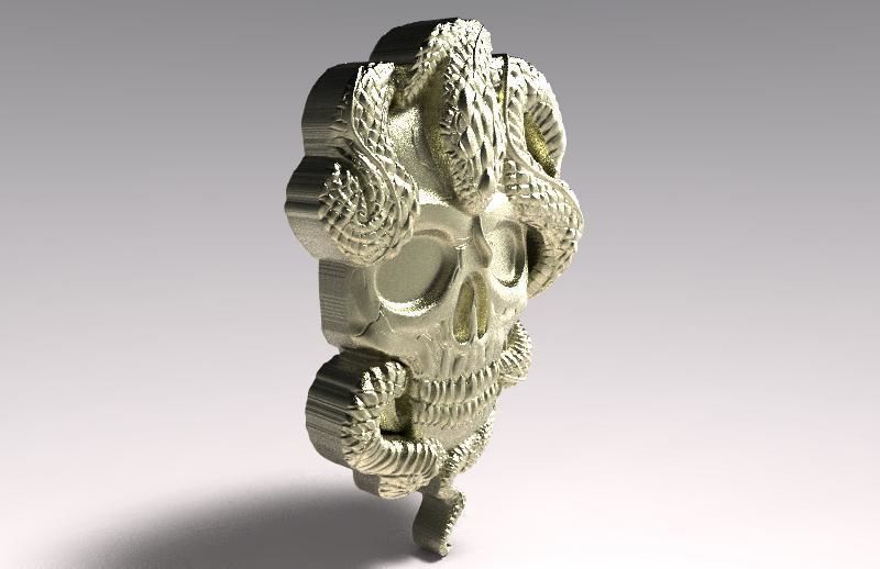 Snake skull pendant  3D print model_6