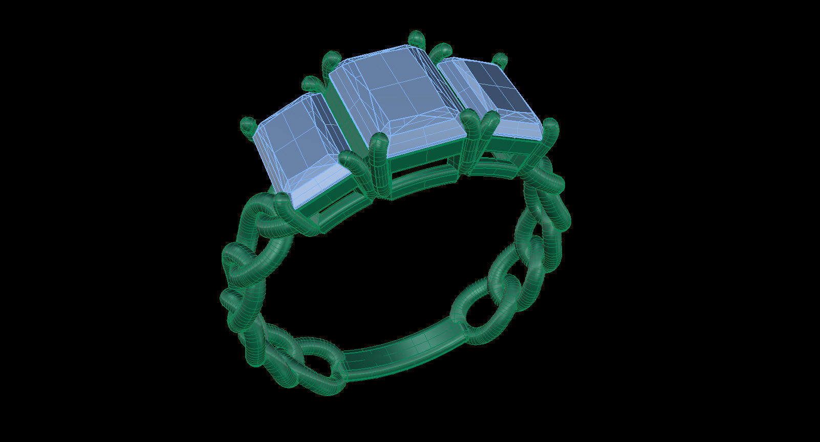 Octagonal Gems Chain Ring 3D print model_9