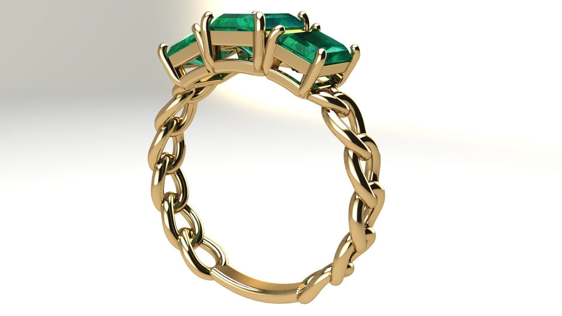 Octagonal Gems Chain Ring 3D print model_4