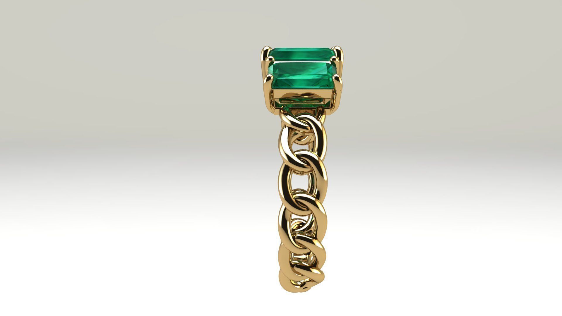 Octagonal Gems Chain Ring 3D print model_5