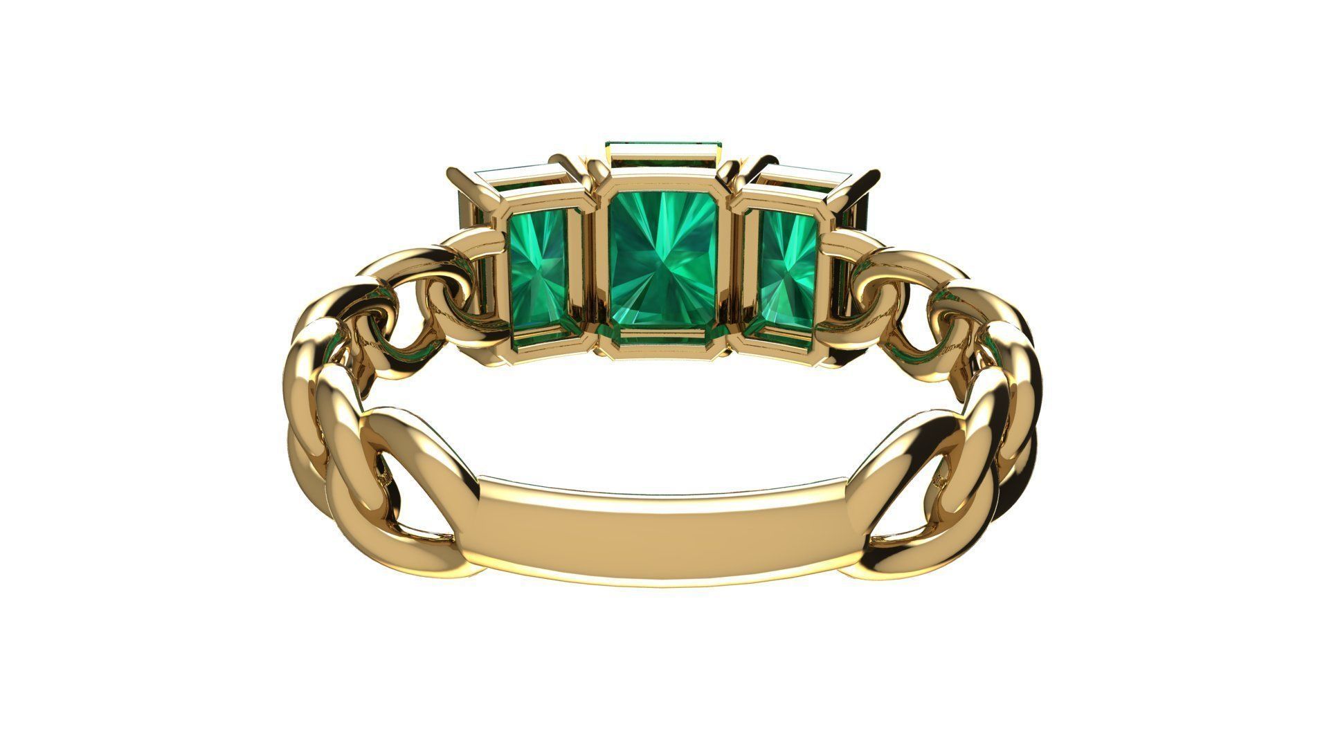 Octagonal Gems Chain Ring 3D print model_6