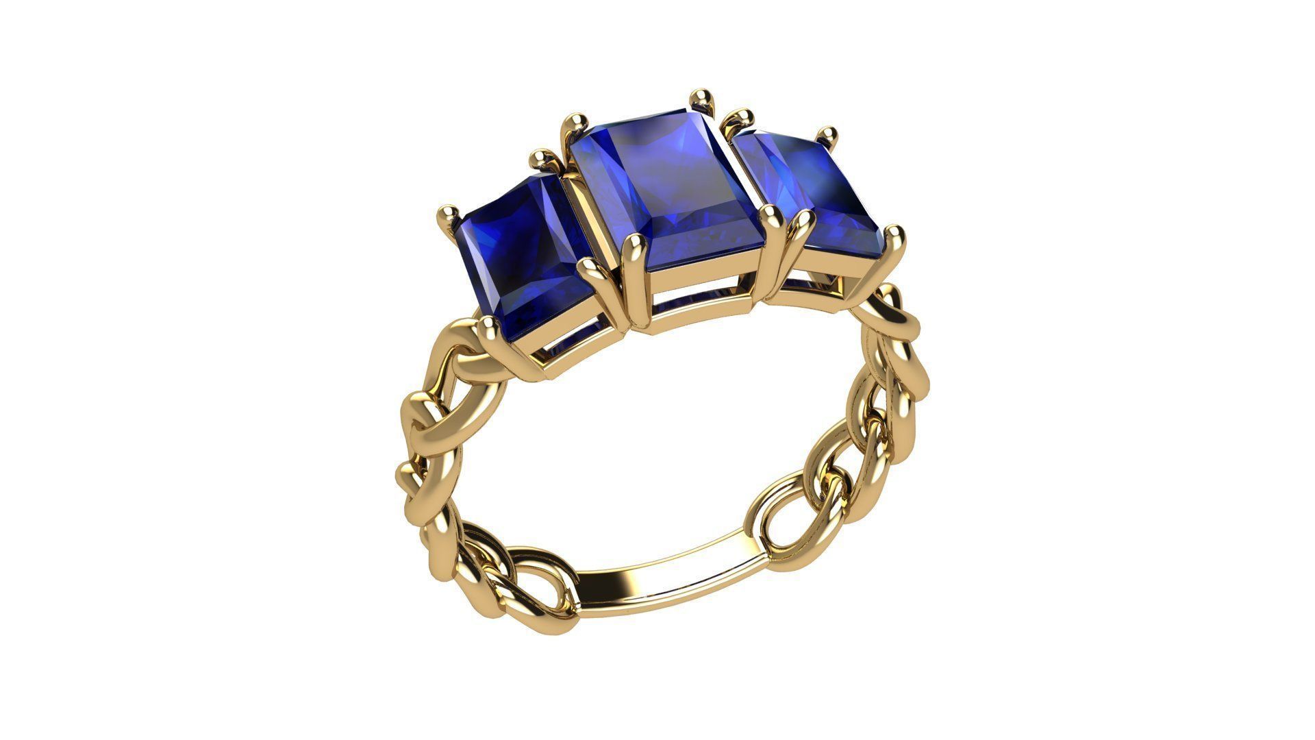 Octagonal Gems Chain Ring 3D print model_8