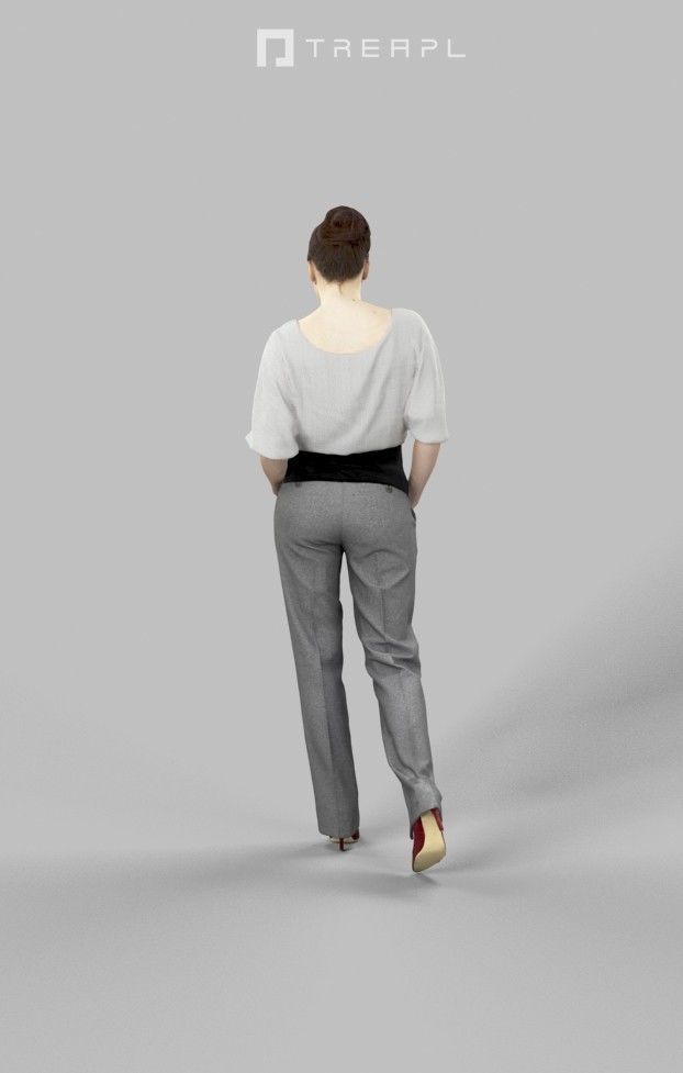 3d  crowds and Dream pants a foreground elegant walking woman  3D Model Collection_17