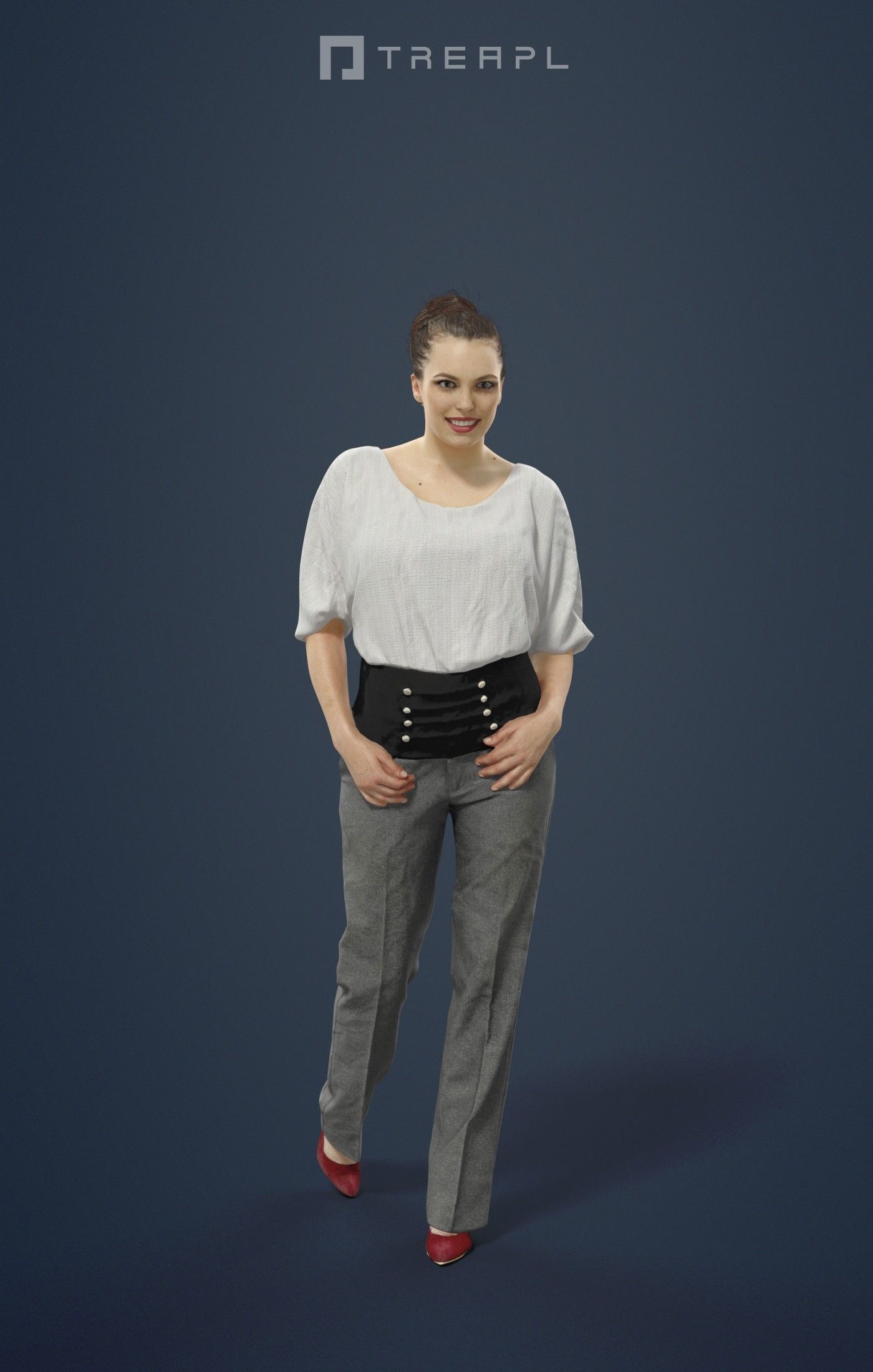 3d  crowds and Dream pants a foreground elegant walking woman  3D Model Collection_20