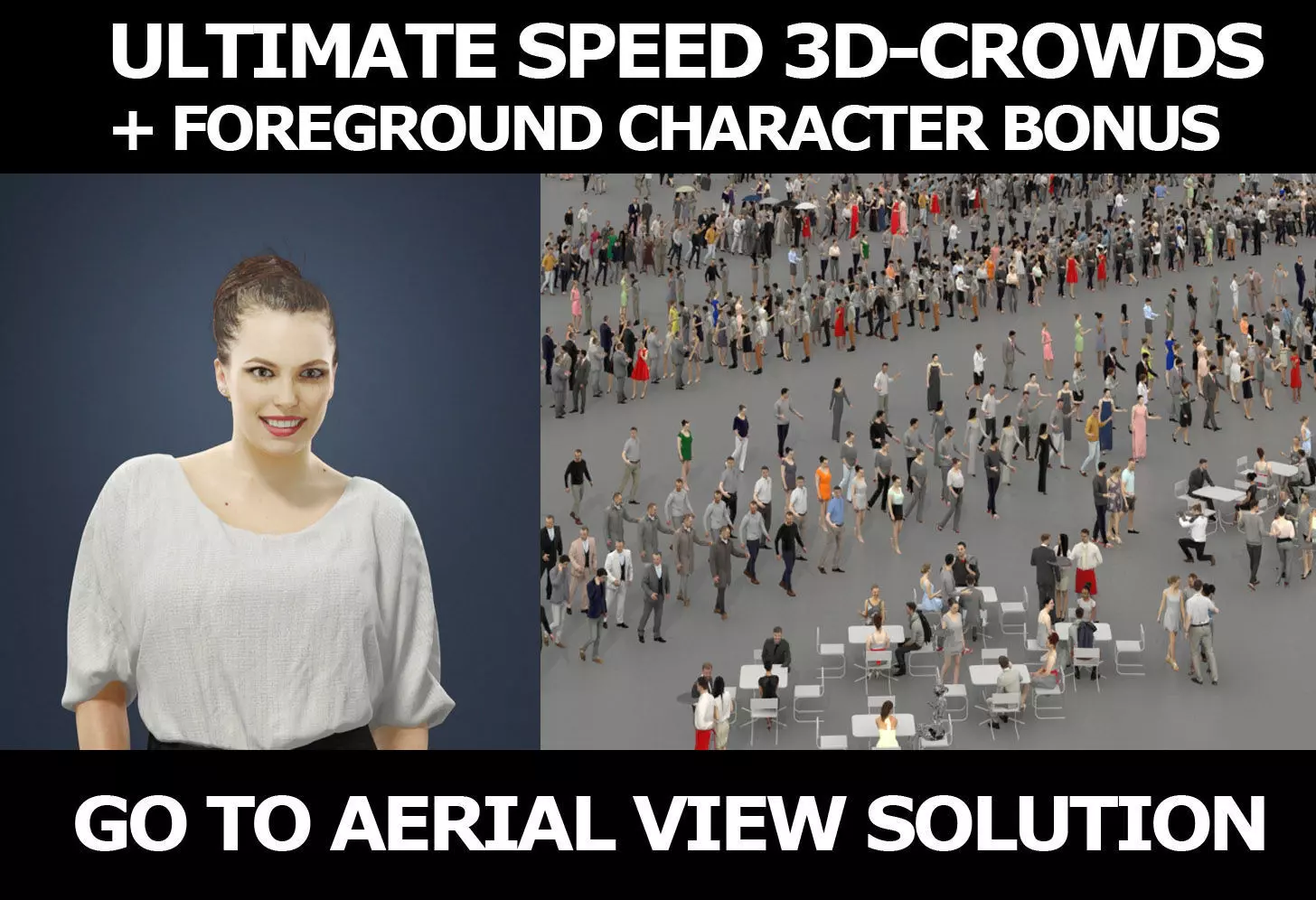 3d  crowds and Dream pants a foreground elegant walking woman  3D Model Collection_0