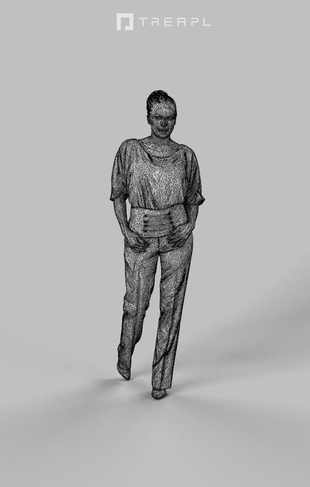 3d  crowds and Dream pants a foreground elegant walking woman  3D Model Collection_19