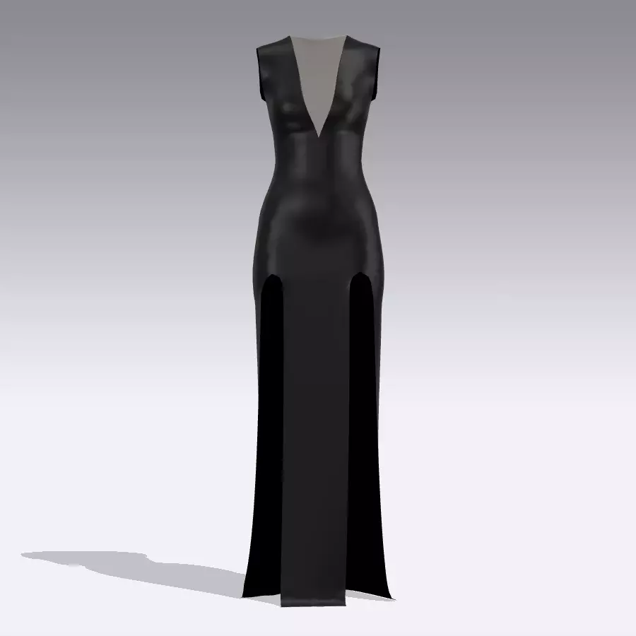 LEATHER DRESS BLACK 3D model_0