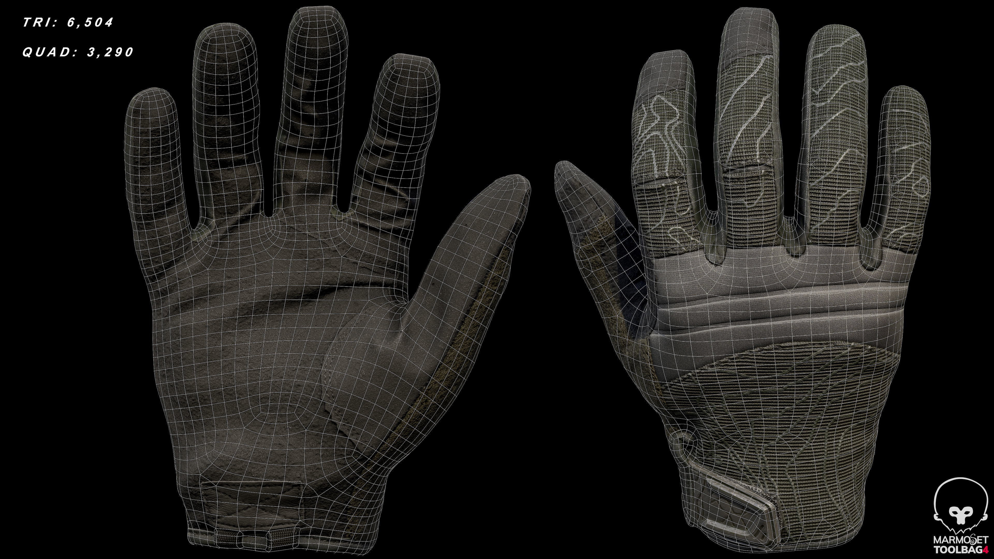 Tactical Gloves 034 Low-poly 3D model_3