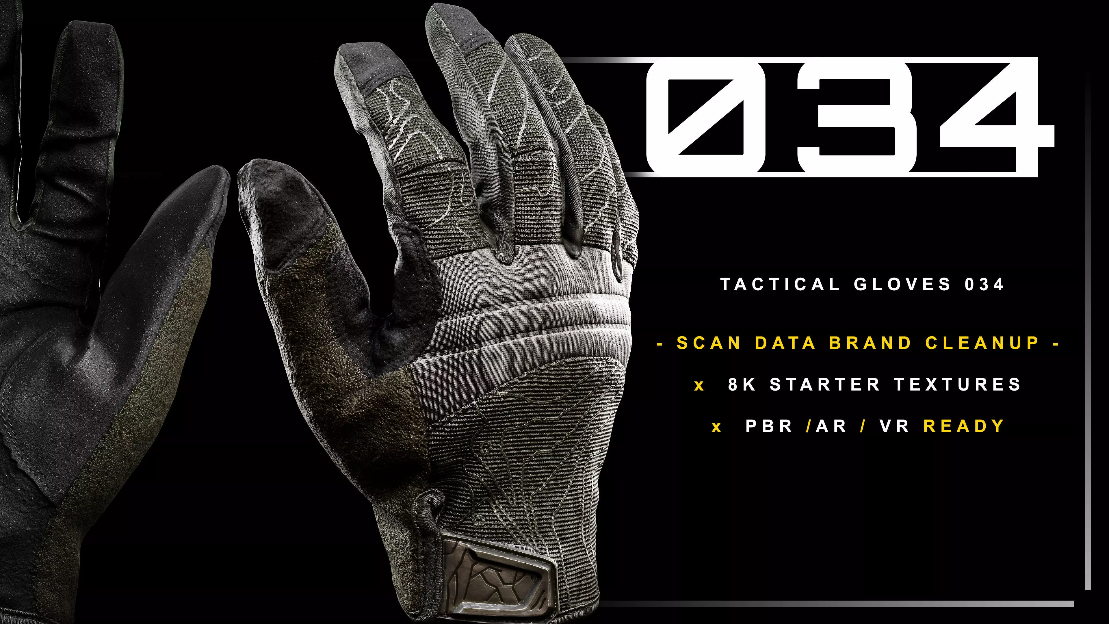 Tactical Gloves 034 Low-poly 3D model_0