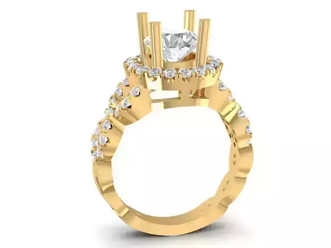 Luxury Halo Diamond Engagement Ring Jewelry 3D Model 1502
