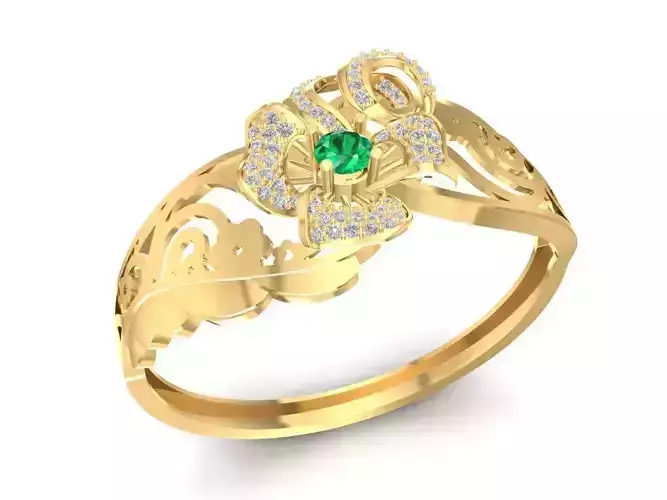 Elegant Flower Leaf Gold Ring for Women  1505