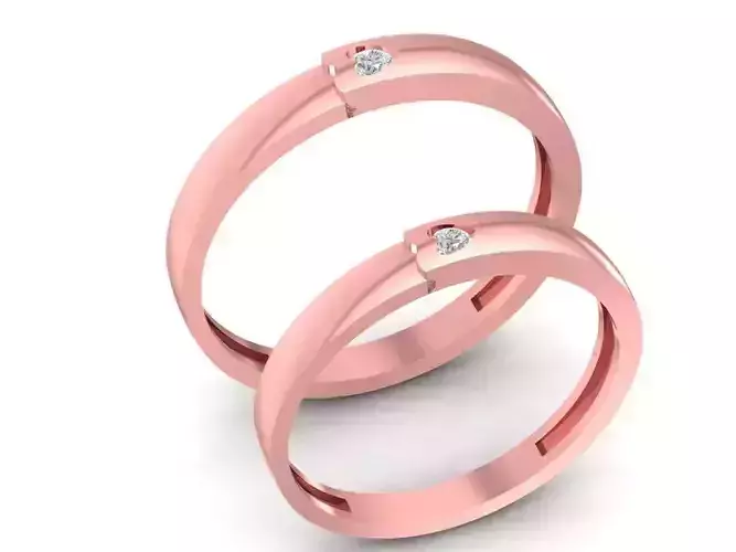 Minimalist Couple Rings with Center Diamond 1506