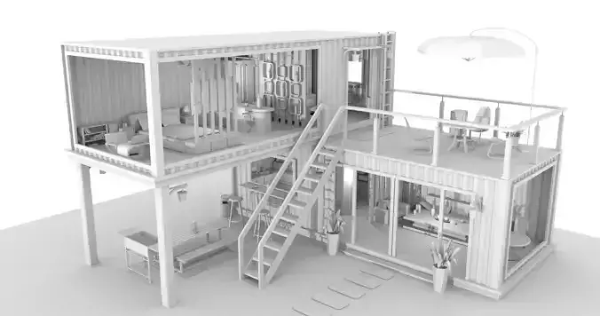 Container House Low-poly 3D model