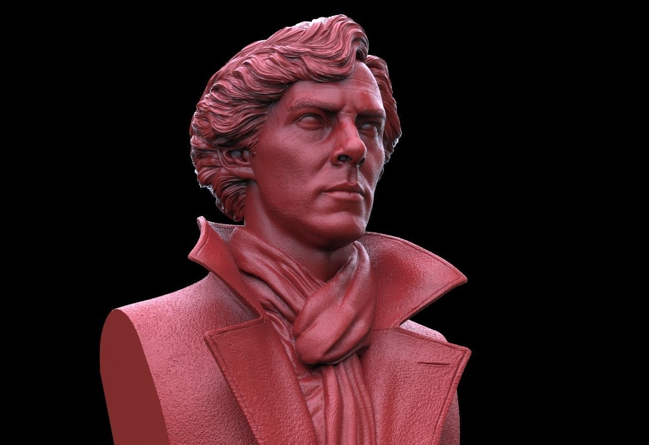 Sherlock - Benedict Cumberbatch Bust 3D print model_2