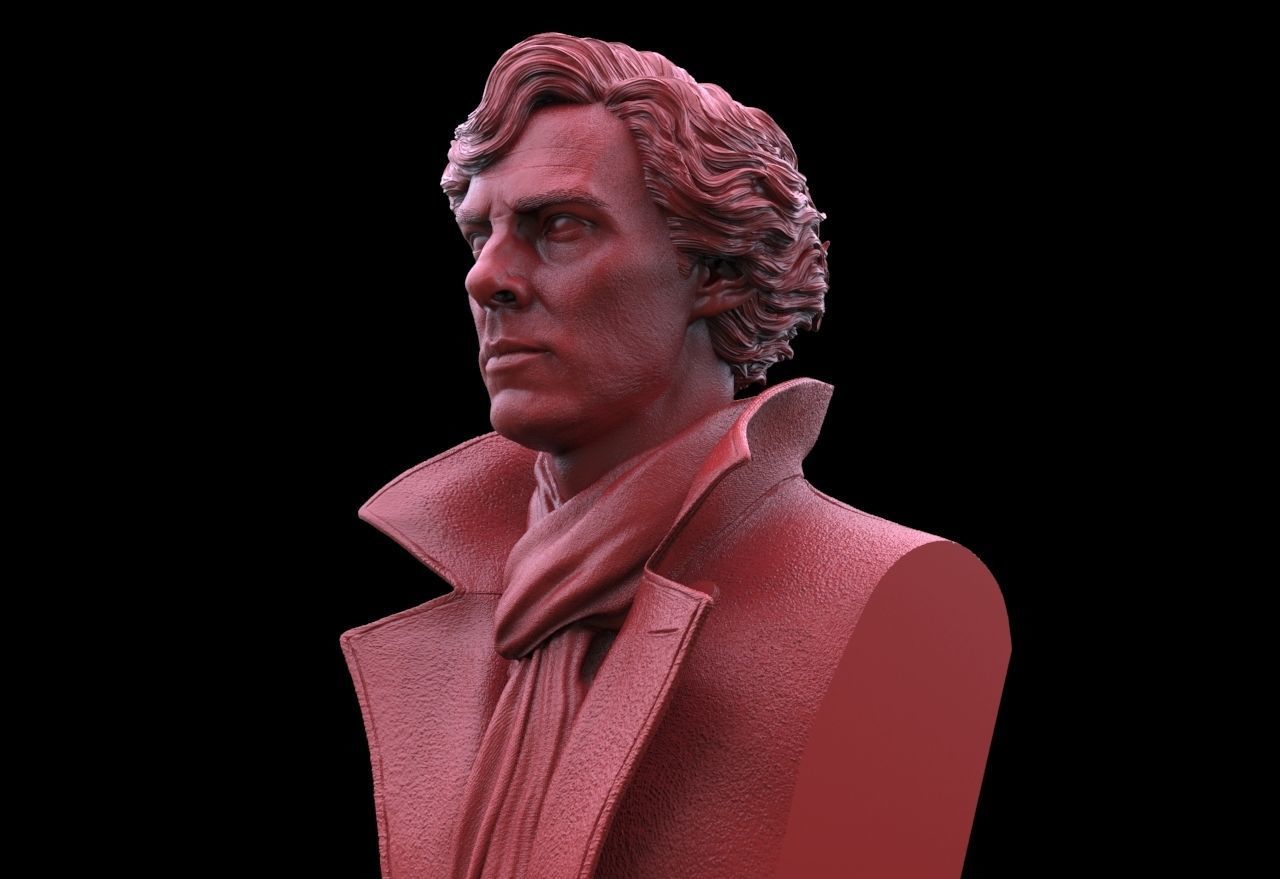 Sherlock - Benedict Cumberbatch Bust 3D print model_3