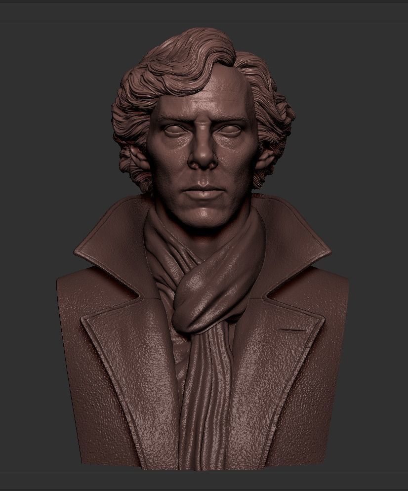 Sherlock - Benedict Cumberbatch Bust 3D print model_6