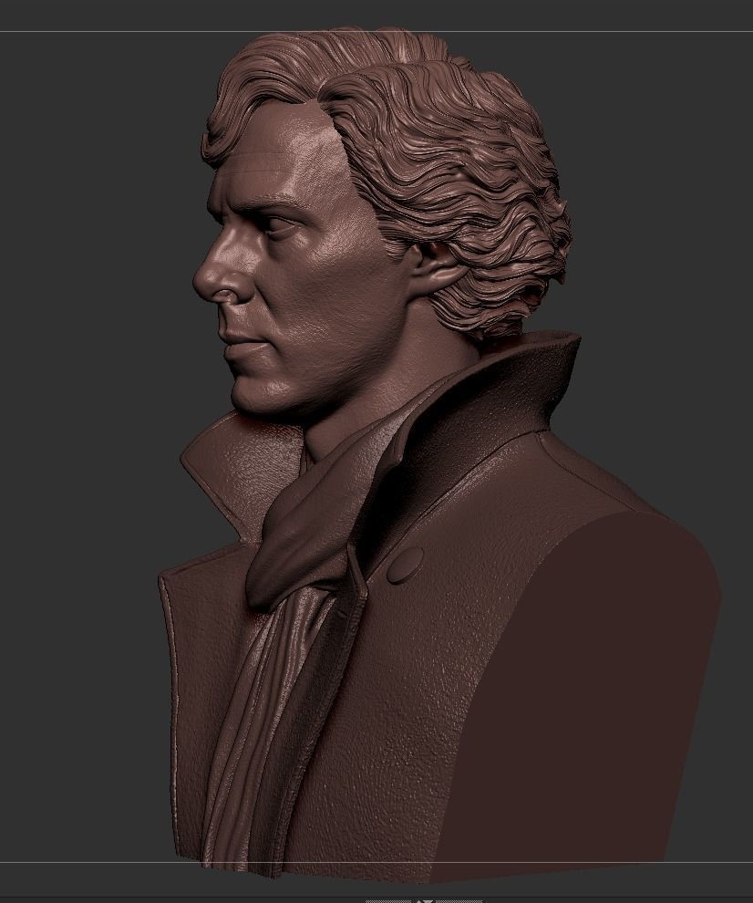 Sherlock - Benedict Cumberbatch Bust 3D print model_8