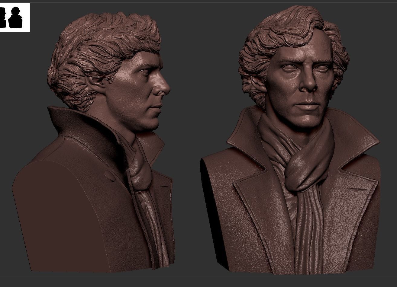 Sherlock - Benedict Cumberbatch Bust 3D print model_10