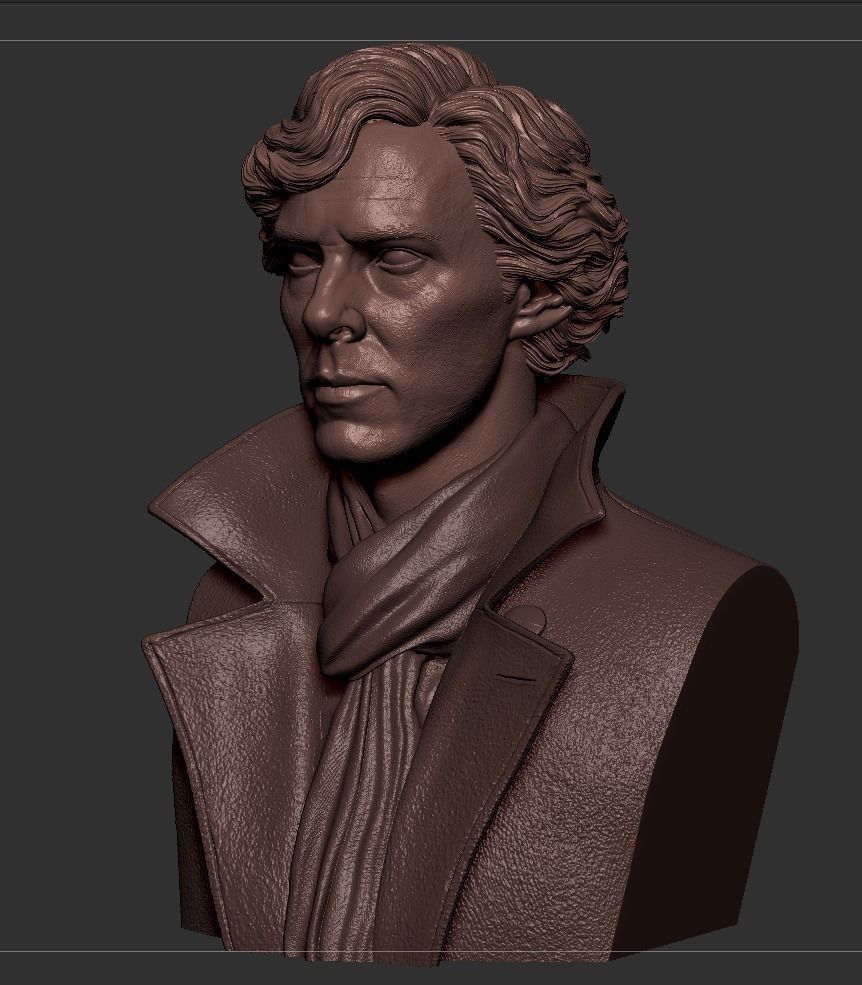 Sherlock - Benedict Cumberbatch Bust 3D print model_7