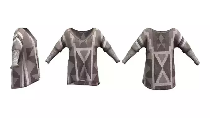 Ladies Loose V-neck Sweater