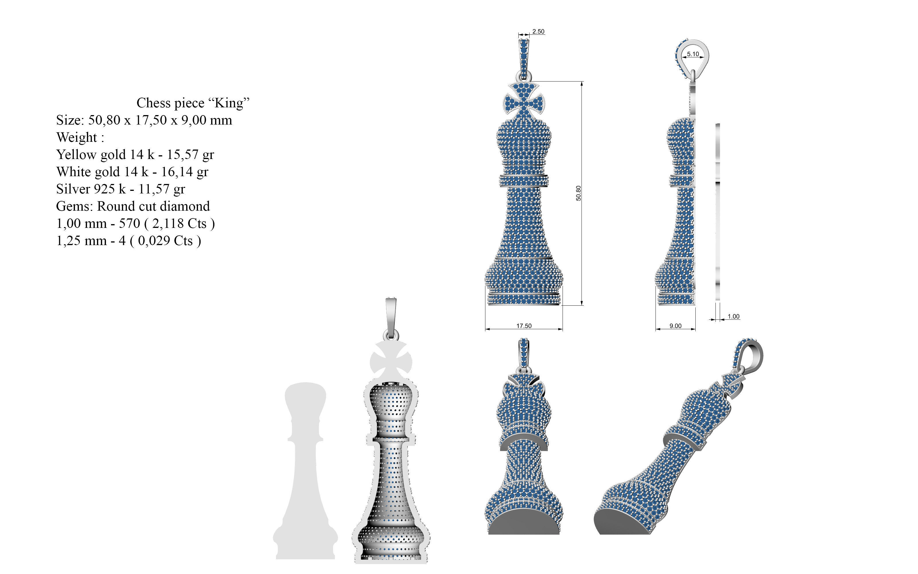 Chess piece King 3D print model_6