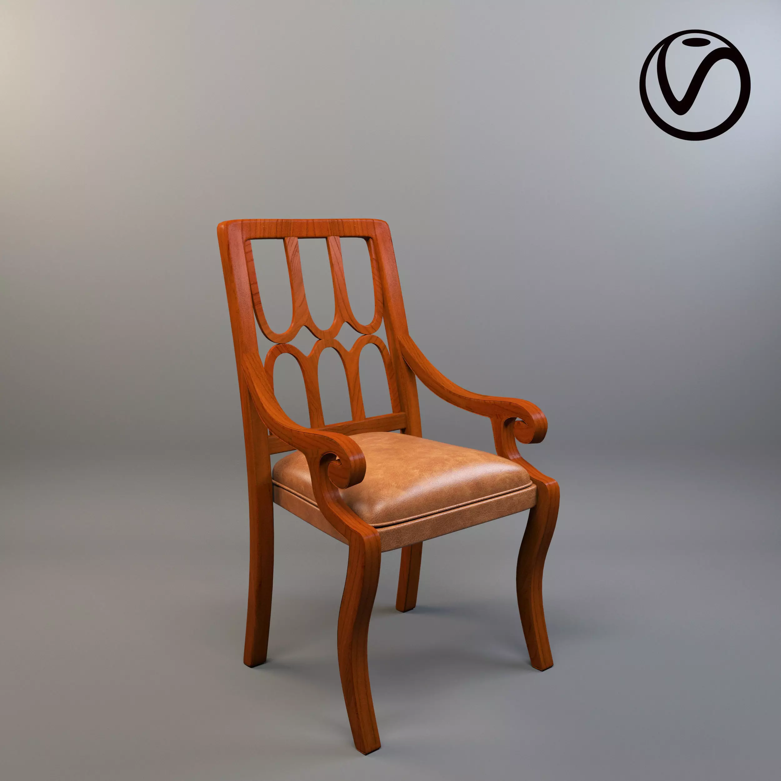 chair wooden Free low-poly 3D model_0